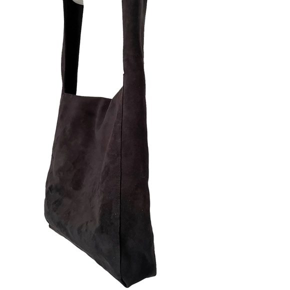 Black Elegant Ultrasuede Handbag Crossbody Messenger/Shoulder Bag Made in Italy - Picture 12 of 14